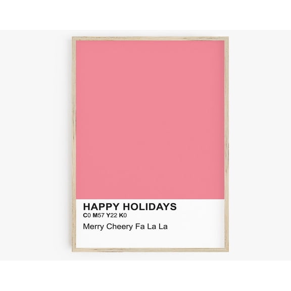Pink Color Block Print, Holiday Decor, Pink Poster, Paint Chip Wall Art, Modern Wall Art, Happy Holidays, Girls Room Art Wall Art, Modern Wall Decor, 12x18 UNFRAMED