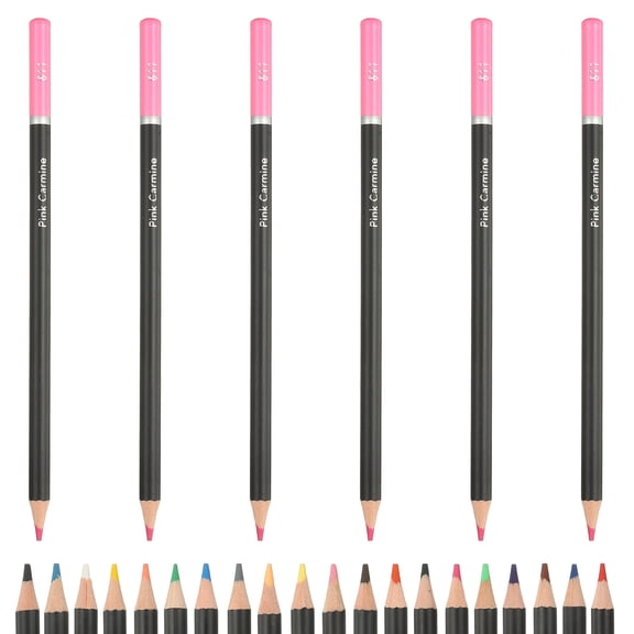 Pink Color Drawing Pencils for Adult Coloring Books, 6 Pcs
