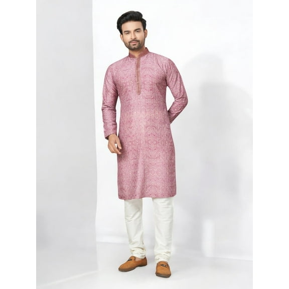 Pink Color, Traditional Men's Kurta Pajama Set– Cultural Wear for Men,220