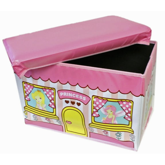 Pink Colored Princess House Folding Storage Stool - Toy Storage