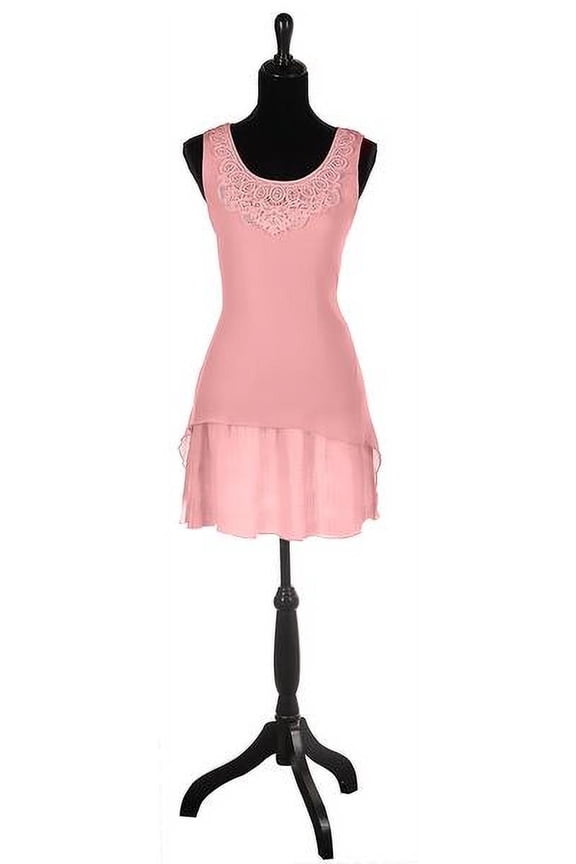 Pink Colored Small Womens Layered Dress With Waist Tie - By Ganz