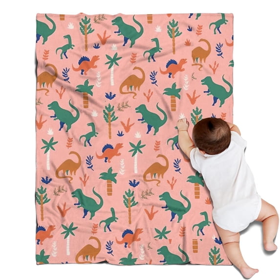 Pink Colorful Dinosaurs Pattern Blanket,Comfortable Soft Lamb Wool Throw Blanket,All Season,Warm Lightweight Blankets for Sofa Bed Couch Living Room Chair,30"x40"