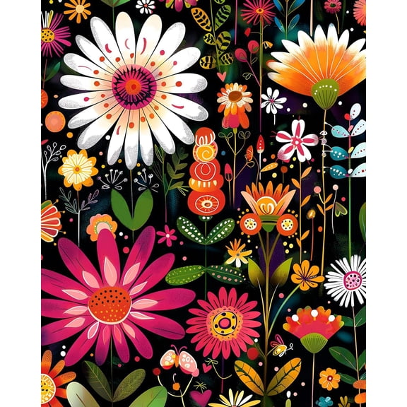 Pink Colorful Floral Wallpaper Peel and Stick Vintage Flowers Contact Paper Boho Wall Papers Removable Wallpapers for Shelf Liner Cabinet Drawer Closet Self Adhesive 17.5 x 118In