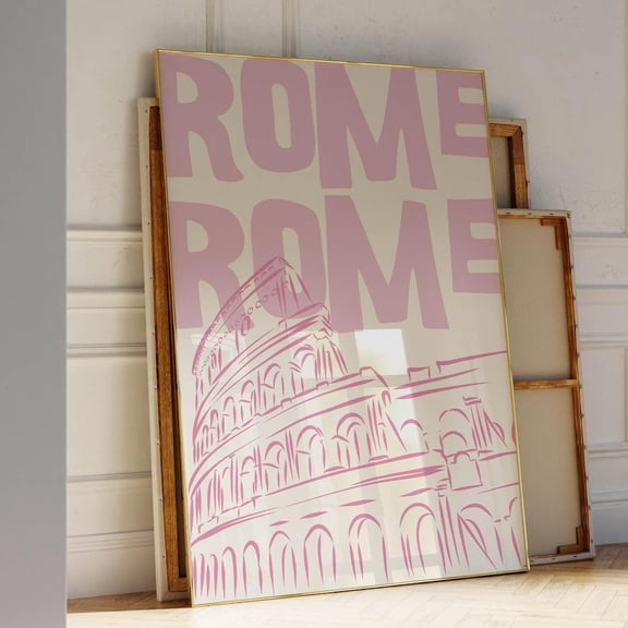 Pink Colosseum Rome Print: Modern Italy Travel Poster UNFRAMED PAPER POSTER, Home Decor, Vintage Gift, Living Room Dercor
