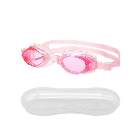 Pink Comfortable Swimming Goggles Anti-Fog Clear Vision Adjustable Water Gear Pool Diving Unisex With Storage Case Soft Tone Plastic #Rh64V