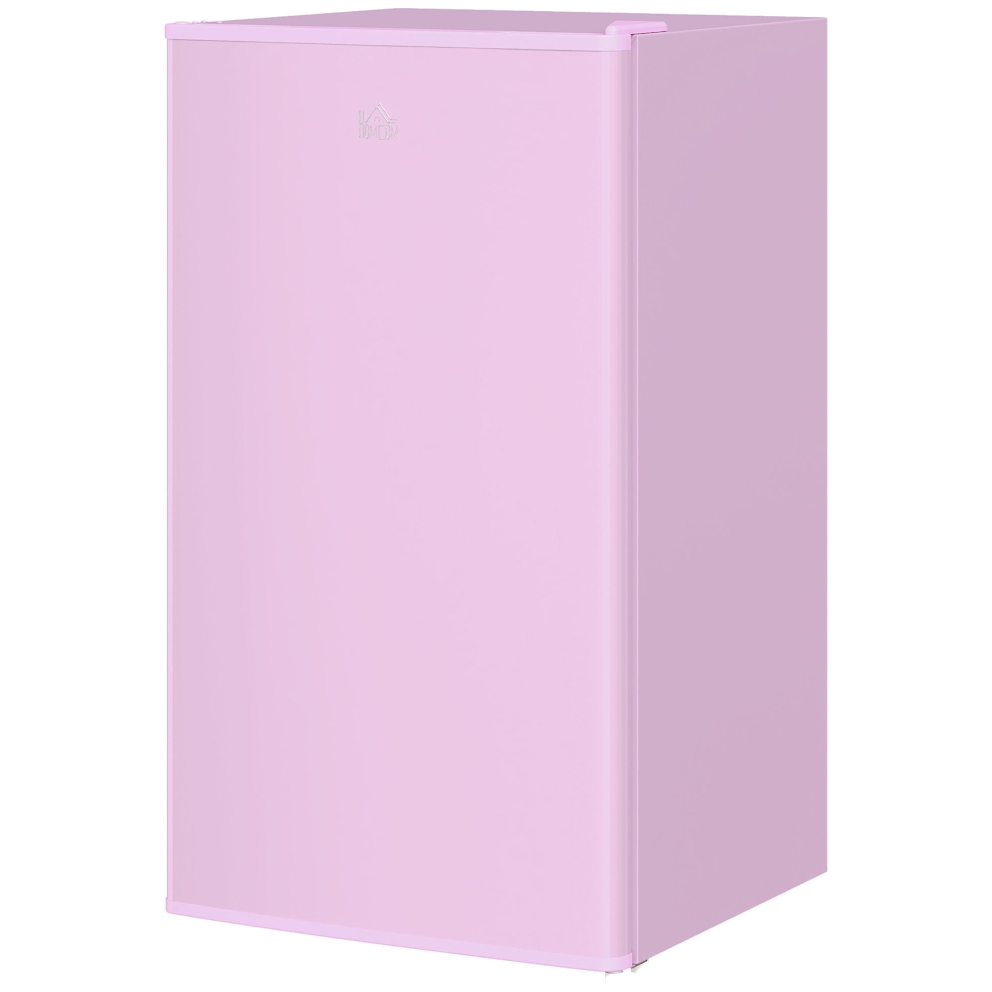 Pink Compact Refrigerator with Freezer, 3.2 Cu.Ft Single Door Mini Fridge, Adjustable Thermostat & Reversible Door