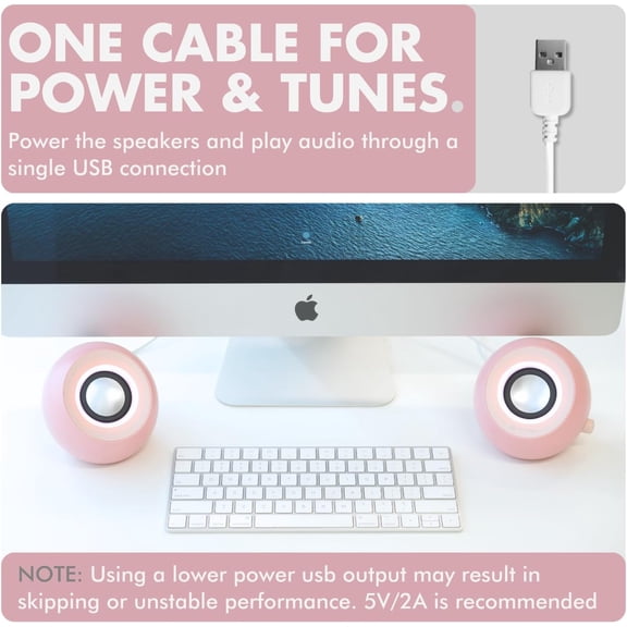 Pink Computer Speakers for Desktop PC with RGB Lighting, Bluetooth, USB, and AUX - Triple Mode Connection, Dual 2.25" Drivers for Work and Play, Bluetooth Desktop Speakers for PC - Pink