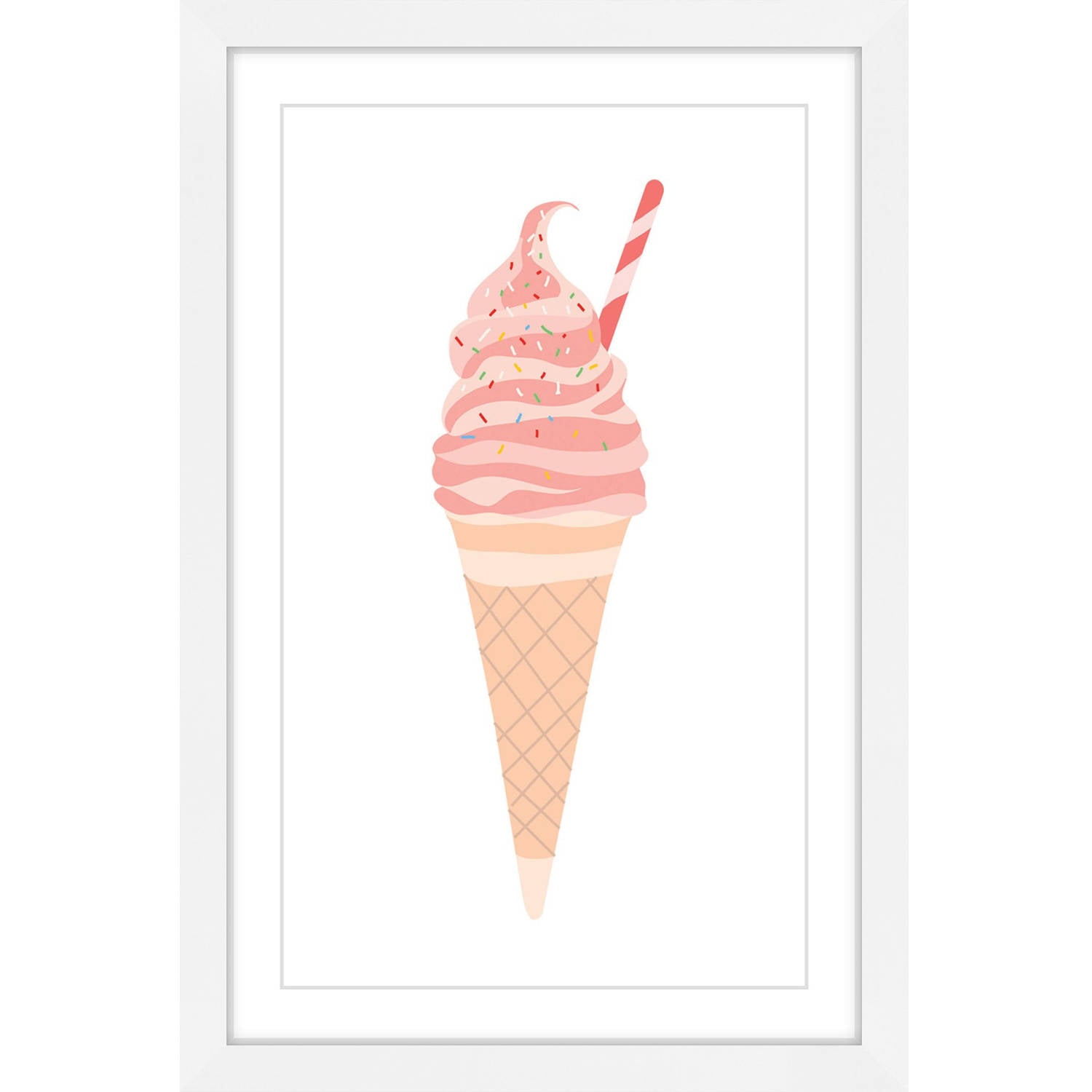 "Pink Cone" Framed Painting Print