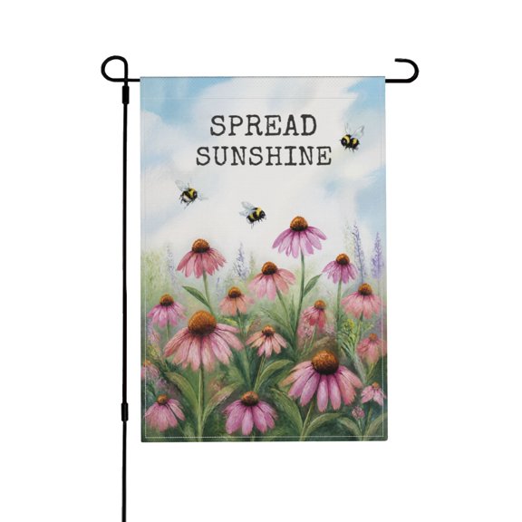 Pink Coneflowers Decorative Double-Sided Garden Flag For Yard 12x18 in