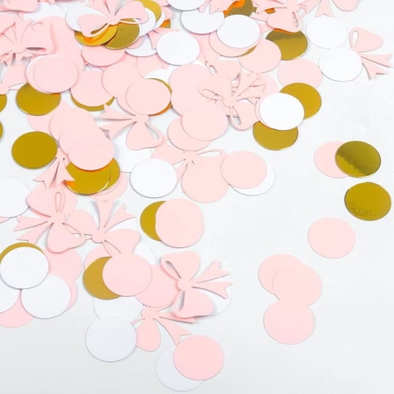 Pink Confetti 100 Pcs Bow Table Gold Dot for Birthday Party Decoration