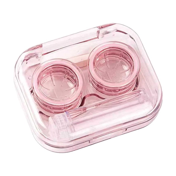 Pink Contact Lens Case With Built-In Tweezers Slot, Double Lens Holders, Compact Travel Design And Durable Plastic For Daily Use, Portable Storage And Hygiene Maintenance