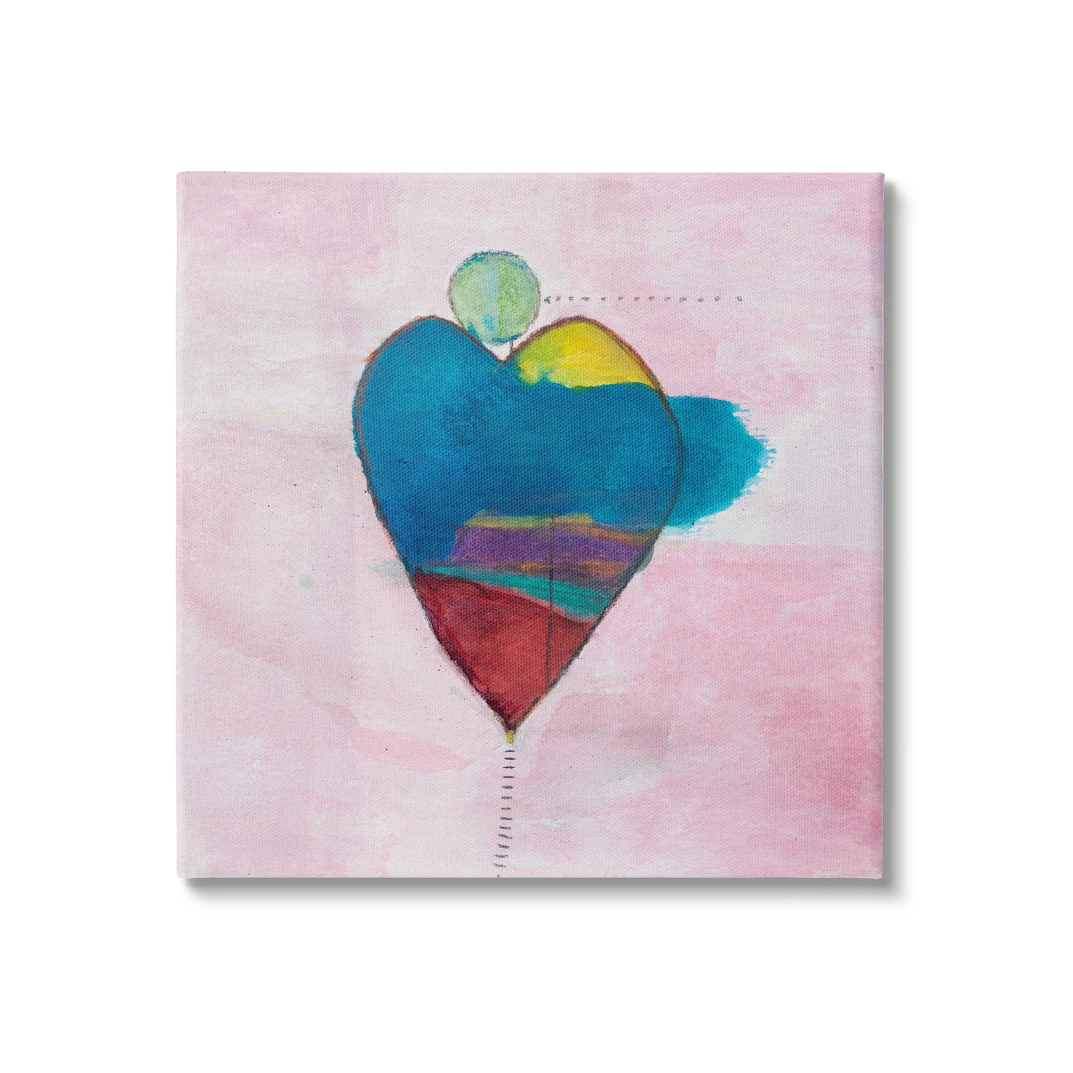 Pink Contemporary Heart Circle Abstract Painting Gallery Wrapped Canvas Print Wall Art
