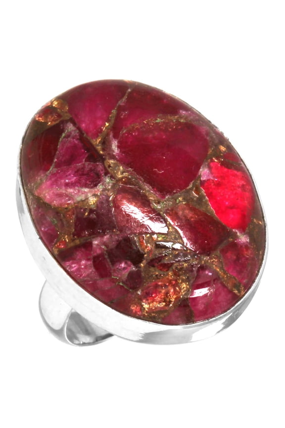 Pink Copper Calcite Latest Jewelry Solid 925 Sterling Silver Ring