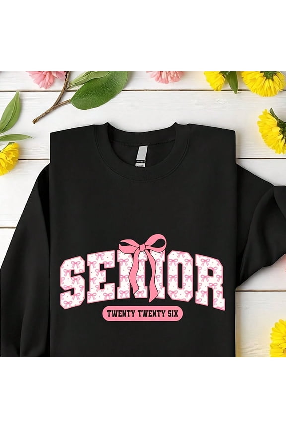 Pink Coquette B1Ow Senior 2026 Swea, Cl Of 2026 Crew Neck, Gir1ly Graduation Party Gift, Senior Era Sweater, Graduate Sweas, BS4300