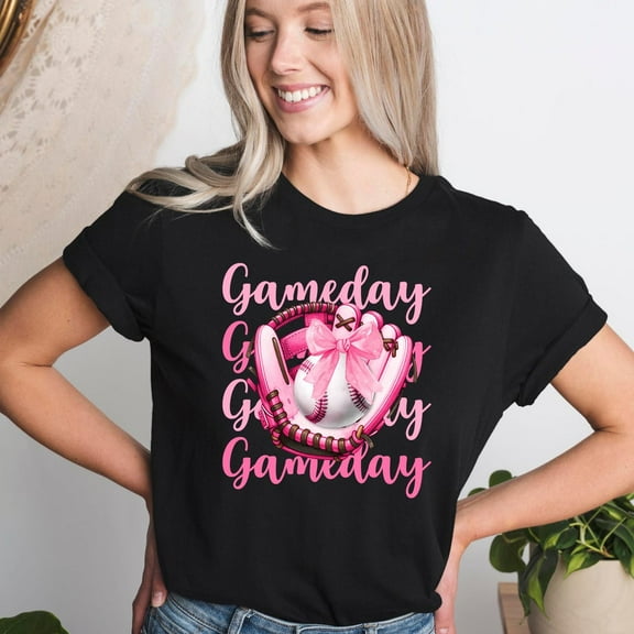 Pink Coquette Baseball Bow Shirt: Game Day Sports Mom Tee Tshirt All Size S-5XL