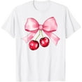 thumbnail image 1 of Pink Coquette Bow Cherry Birthday Cute Women Kids Girls T-ShirtMen's and women's pure cotton short-sleeved shirts, 1 of 7