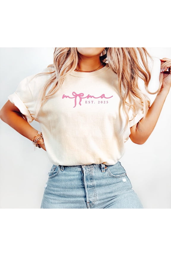 Pink Coquette Bow Mama Est 2025 T-Shirt