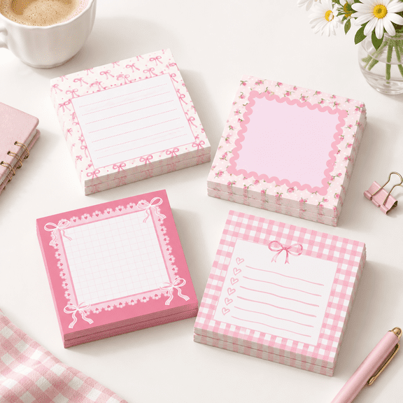 Pink Coquette Bow Sticky Notes, 3x3 Inch, 24 Pads/720 Total Sheets