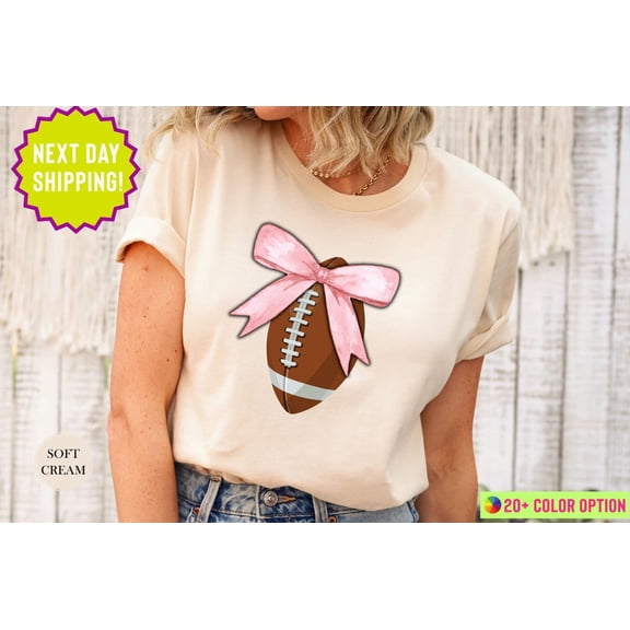 Pink Coquette Football Shirt, Football Bow Tee, Sports Mom Gift, Gameday Shirt, Football Gift Shirt, Pink Coquette Shirt, Football Mom Shirt Tshirt All Size S-5XL