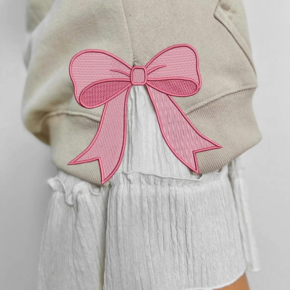 Pink Coquette Side Bow Sweatshirt, Retro Pink Lover Sweater, Bow Applique Pink Girl Gifts