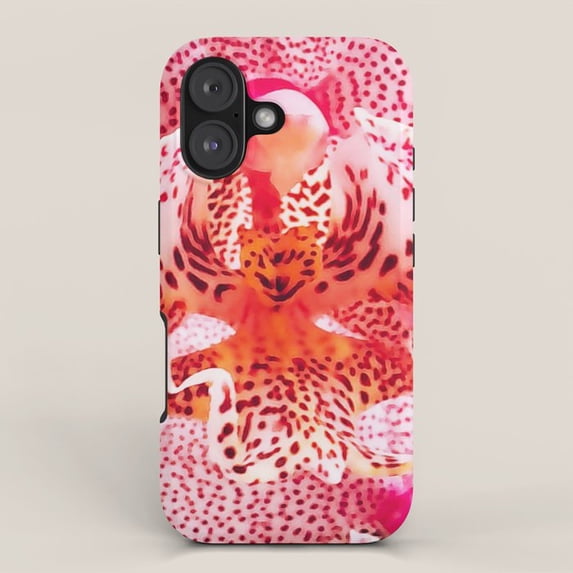Pink, Coral and Orange Spotted Orchid Tough Case for Apple iPhone ...
