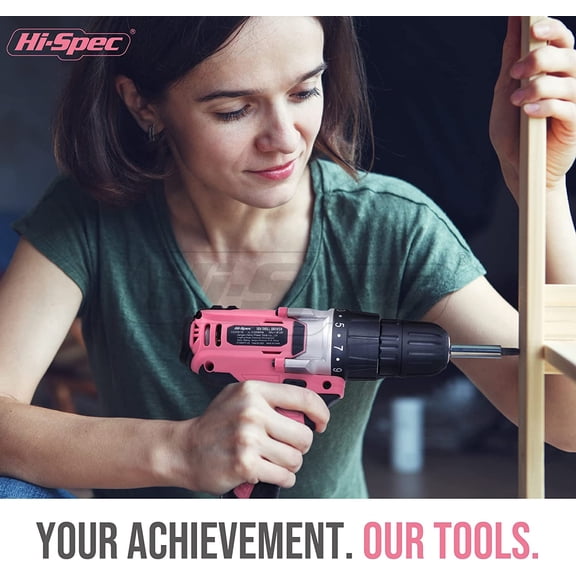 Pink Cordless Drill Driver with 18Nm Torque and 2-Speed Settings
