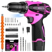 Pink Cordless Drill Set, 12V Power Drill Set Electric Screwdriver Driver Tool Kit for Women, 3/8" Keyless Chuck 1 Batter