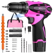 Pink Cordless Drill Set, 12V Power Drill Set Electric Screwdriver Driver Tool Kit for Women, 3/8" Keyless Chuck 1 Battery & Charger with Sto