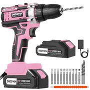 Pink Cordless Drill with Battery and Charger, Lightweight Electric Screwdriver for Women and Teens, Perfect for Home DIY and Craft Projects
