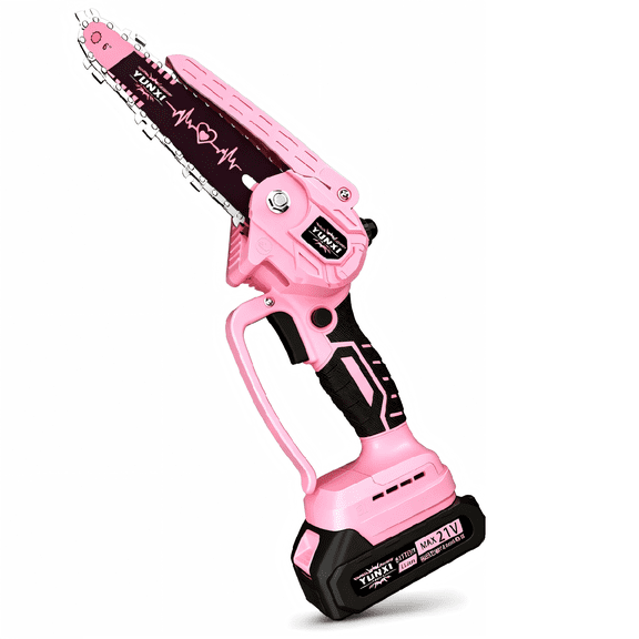 Pink Cordless Lithium Saw, Lightweight Handheld Gardening Tool for Yard Branch Trimming & Home DIY Projects