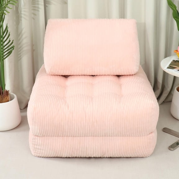 Pink Corduroy Beanbag Couch - 70.8" Cozy Lounger for Living Room, Bedroom, Dorm | Fluffy Fabric, Comfortable Support, Easy Relaxation & Reading Chair