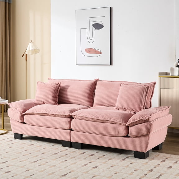Pink Corduroy With Pillows - Spacious Deep Seat For A Cozy Office Bedroom, Etc Stylish Office, Bedroom Apartment