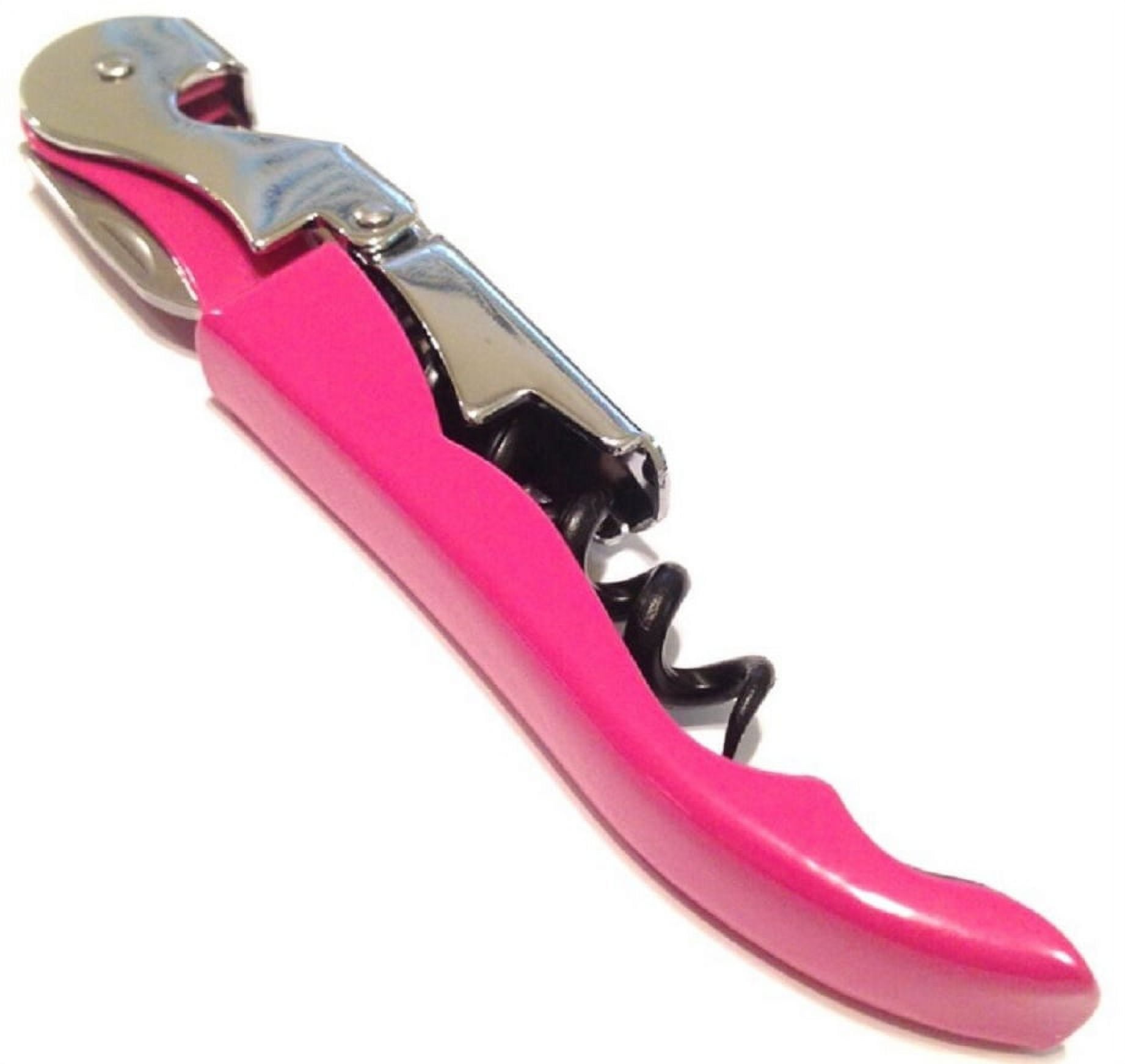 Pink Corkscrew Doubled Hinged Waiters Wine Key Bottle Opener with Foil