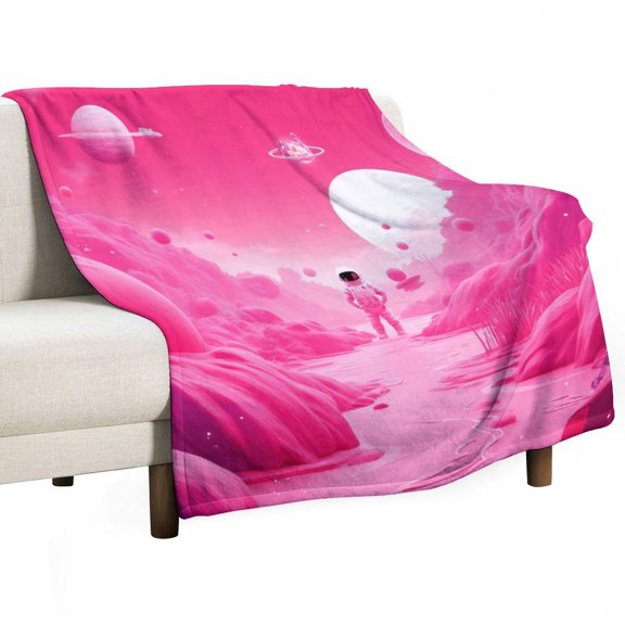 Pink Cosmic Dreamland Throws Blankets for Sofa Bed Winter Plush Warm Blanket Holiday Gifts