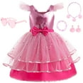 thumbnail image 1 of Pink Costume for Girls, Doll Movie Cosplay Outfit, Pink Birthday Dress for Kids Party Dress Up, 1 of 7