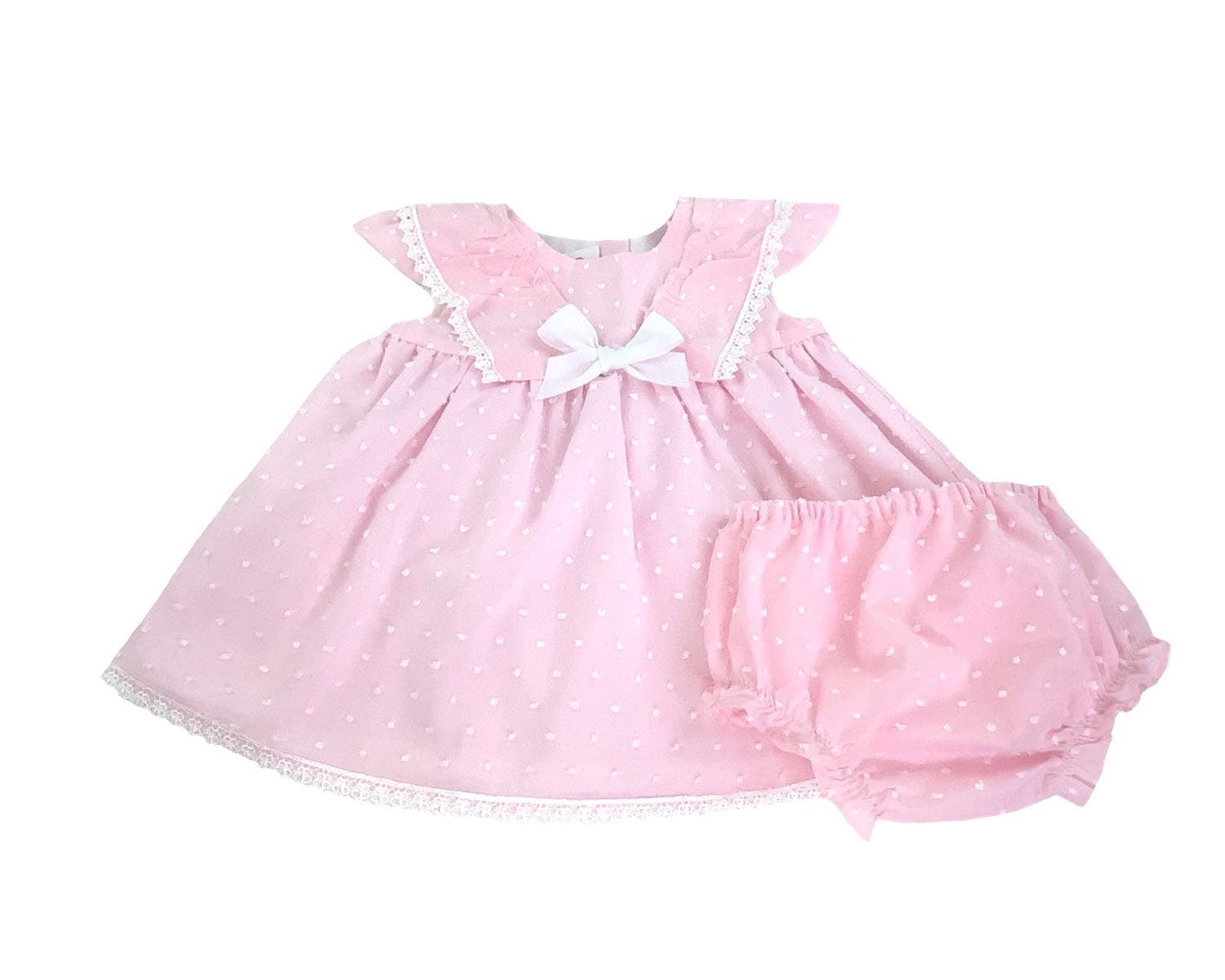 Pink Cotton Candy Fluttered Sleeves Dress and Bloomer Set  Pink kid dress with bloomer main image 0
