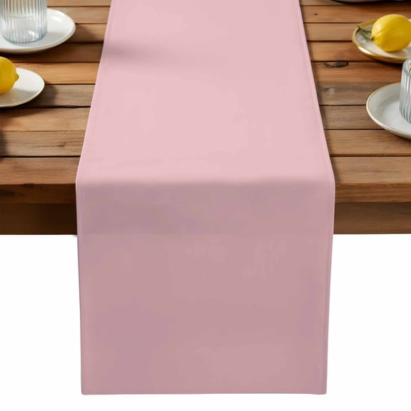 Pink Cotton Linen Table Runner for Dining Kitchen, Farmhouse Pink Decor Wedding Outdoor Party Tablerunners Decoration, Dresser Scarf Coffee Tablecloth Runners 13x36 Inches