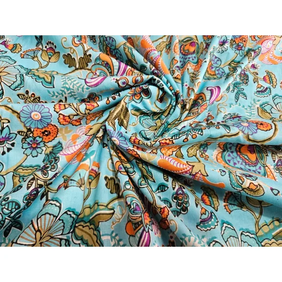 Pink Cotton Voile Material Hand Block Dressmaking Fabric Indian Sanganeri Sewing