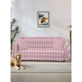 thumbnail image 1 of Pink Couch Cover for Dogs, Grid Checkered Plaid Gingham Lattice Trellis Washable Sofa Covers Slipcover for Pets Dogs Futon Cover, Couch Recliner Covers, Oversized Chair Slipcover 71"x91", 1 of 9