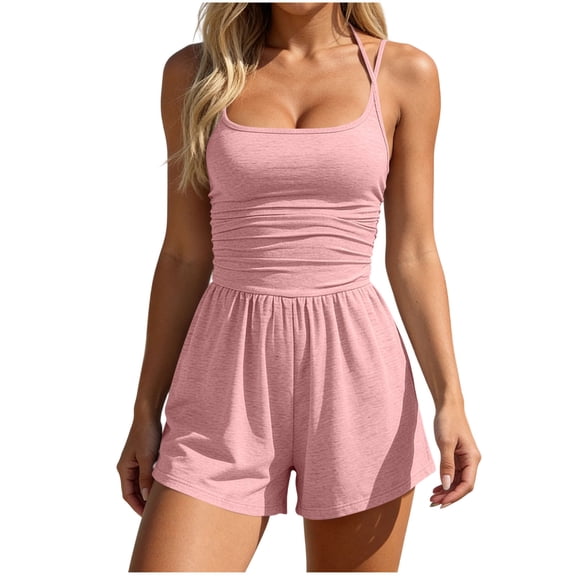 Pink Coveralls Shortalls for Juniors Summer Fall Slim Tunic Flared Bell Bottom Plain Bootcut Leg Coveralls Shortalls Trousers Pants Shorts One Piece Women 2026 L
