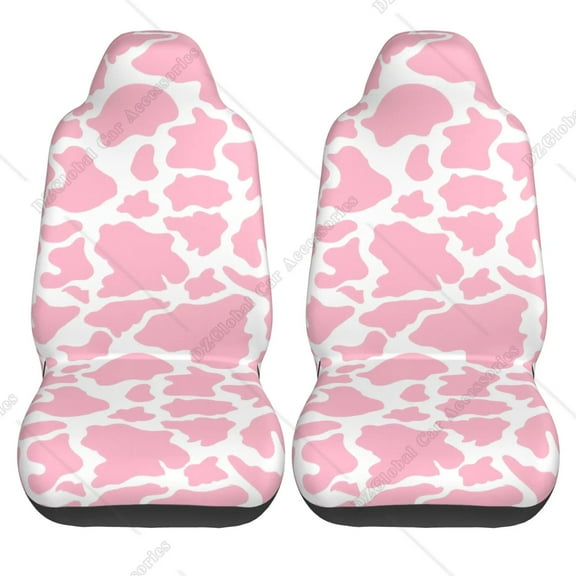 Pink Cow Animal Print Car Seat Cover 2 Pcs Car Accessories Soft Car Seat Cushion Durable Front Bucket Seat Cushion