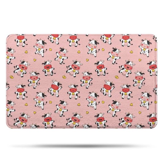 Pink Cow Bell Pattern Bathroom Rugs Mat,Non Slip Microfiber Bathroom Rug,Rubber Backing,Soft Bathroom Mats for Bathroom Floor,Tub and Shower,20x32in(50x80cm)