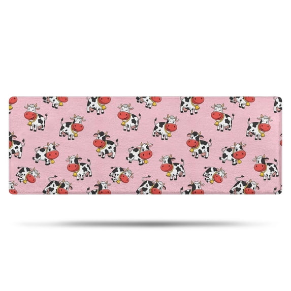Pink Cow Bell Pattern Bathroom Rugs Mat,Non Slip Microfiber Bathroom Rug,Rubber Backing,Soft Bathroom Mats for Bathroom Floor,Tub and Shower,47x17in(120x43cm)