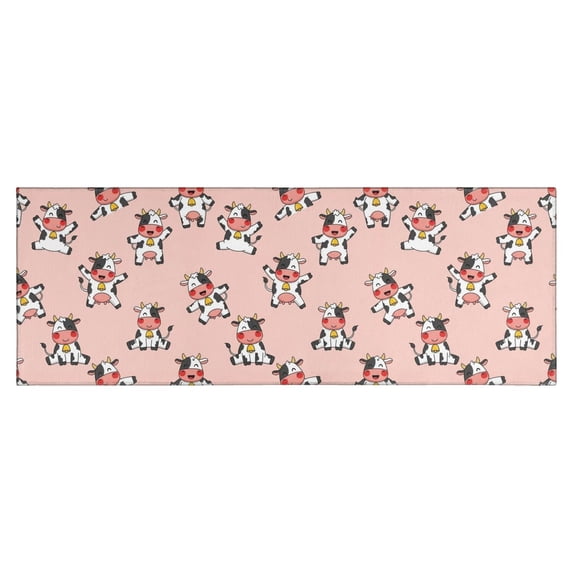 Pink Cow Bell Pattern Kitchen Rug Mat,Kitchen Runner Rugs Non Skid Washable,Decorative Kitchen Floor Mats for Kitchen,Sink,Laundry,17"X47"