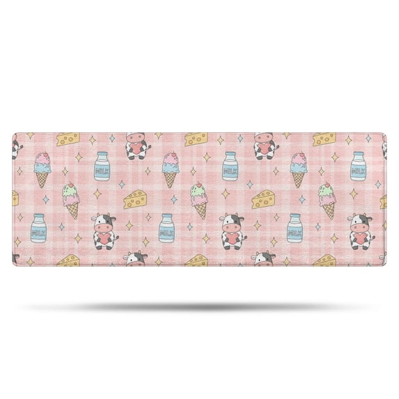 Pink Cow Dairy Pattern Bathroom Rugs Mat,Non Slip Microfiber Bathroom Rug,Rubber Backing,Soft Bathroom Mats for Bathroom Floor,Tub and Shower,47x17in(120x43cm)