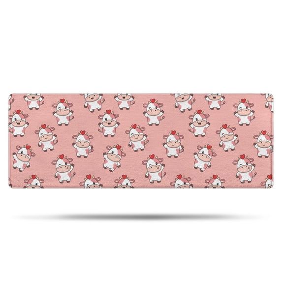 Pink Cow Heart Pattern Bathroom Rugs Mat,Non Slip Microfiber Bathroom Rug,Rubber Backing,Soft Bathroom Mats for Bathroom Floor,Tub and Shower,47x17in(120x43cm)