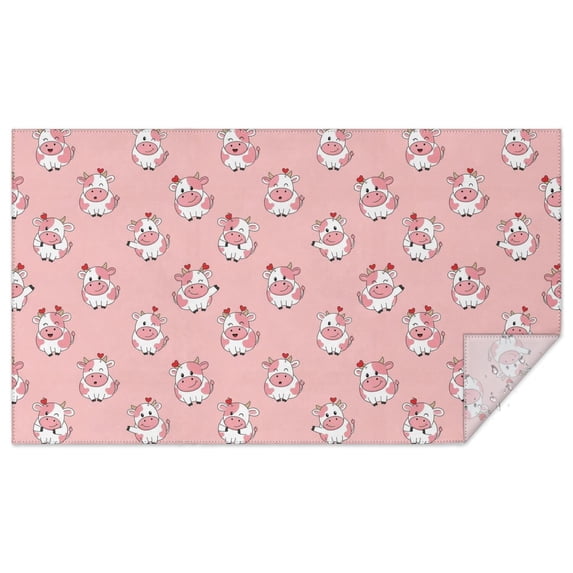 Pink Cow Heart Pattern Rectangle Tablecloth 60"x102",Waterproof Polyester Rectangle Table Cloth, Wipeable Spillproof Polyester Tablecloth for Dining, Camping, Indoor and Outdoor