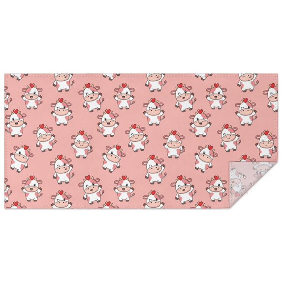 Pink Cow Heart Pattern Rectangle Tablecloth 60"x120",Waterproof Polyester Rectangle Table Cloth, Wipeable Spillproof Polyester Tablecloth for Dining, Camping, Indoor and Outdoor