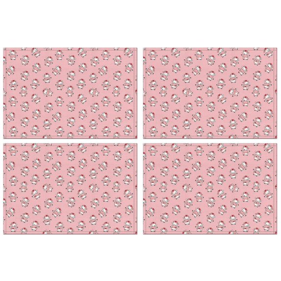 Pink Cow Heart Pattern Summer Placemats Table Placemats Set Of 4-Linen Kitchen Washable Placemats Table Mats 11.8"x17.7" Non-Slip Heat Resistant
