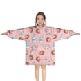 thumbnail image 1 of Pink Cow Milk Strawberry Pattern Blanket Hoodies for Kids 6-13YR Oversize Wearable Blanket Hoodies for Boys Girls Teens, 1 of 7